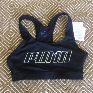 New Black Puma Logo Sports Bra Small